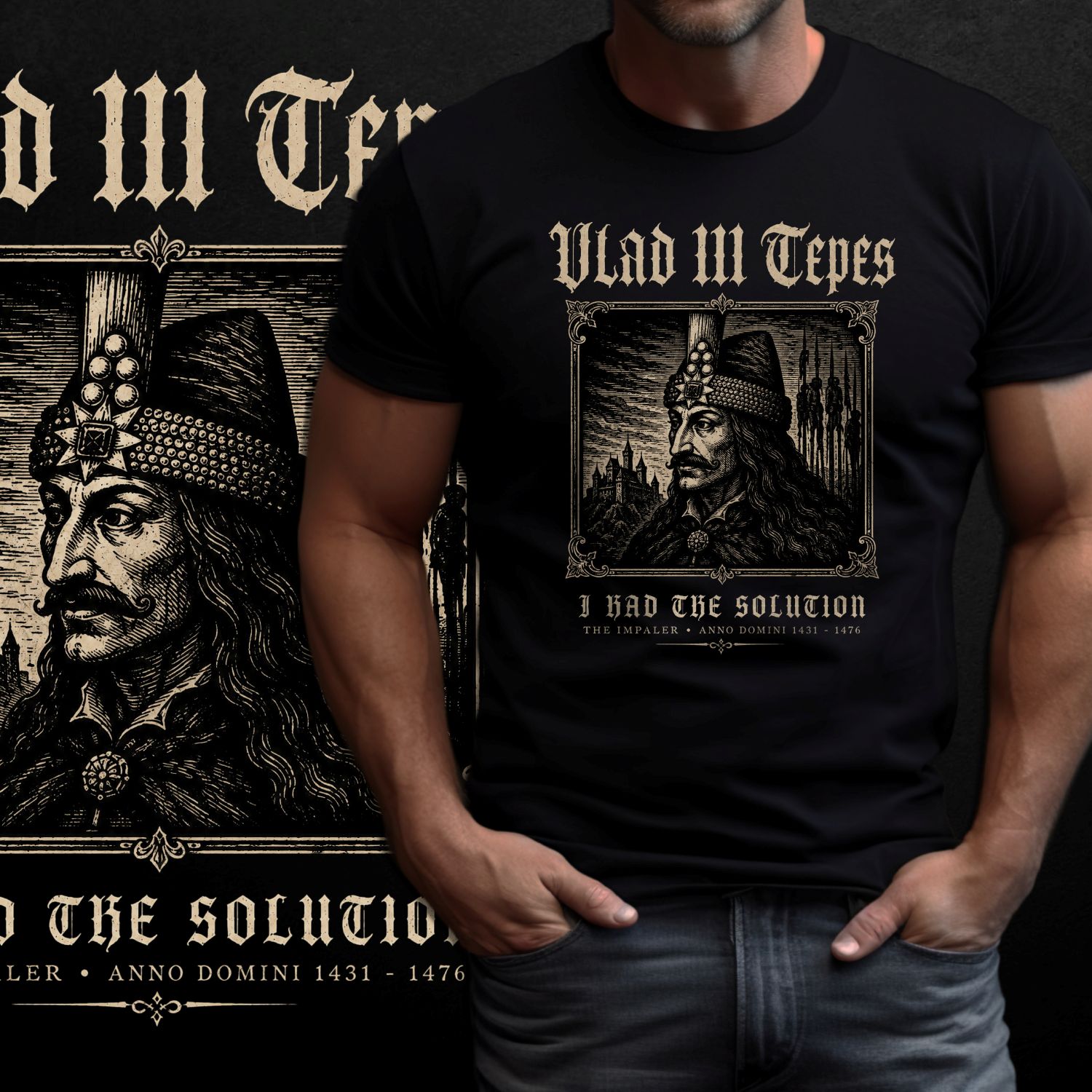Tričko s potiskem Vlad III Tepes Dracula-I Had the Solution