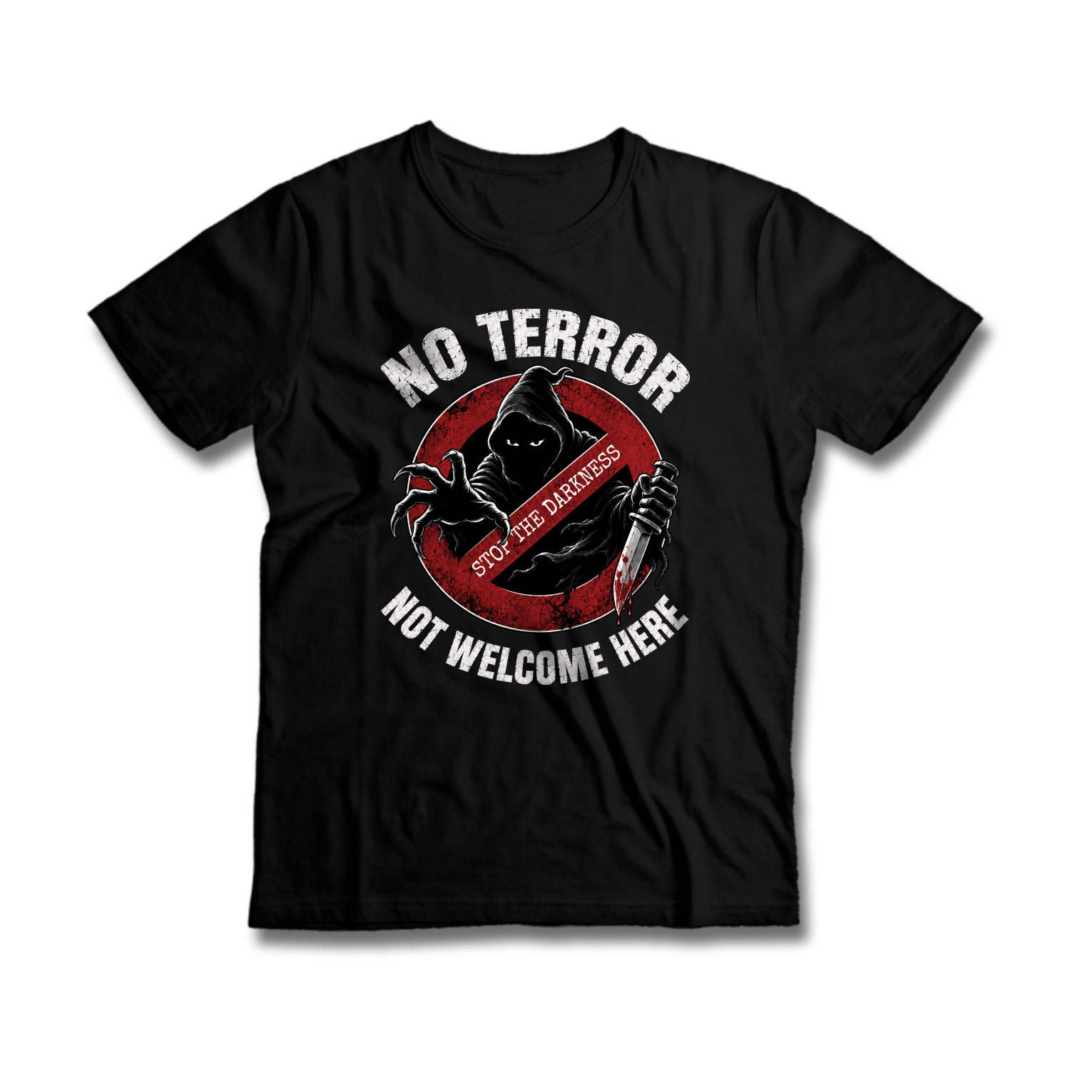 Tričko s potiskem No Terror - Stop the Darkness-bílý text